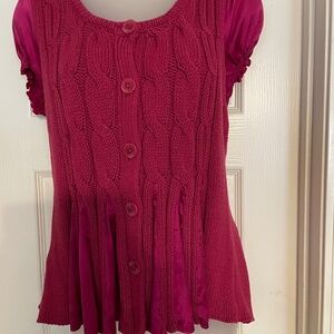 VINTAGE ,CHELSEA & VIOLET short-sleeved Burgundy Cable Knit Sweater ,s L,